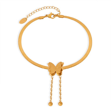 18K gold exquisite and noble butterfly design beach style anklet - QH Clothing