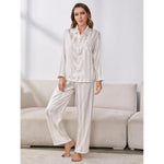 Pajamas Homewear Set Women Autumn Winter Artificial Silk Long Sleeve Pajamas Can Be Worn Outside - Quality Home Clothing| Beauty