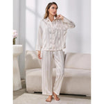 Pajamas Homewear Set Women Autumn Winter Artificial Silk Long Sleeve Pajamas Can Be Worn Outside - Quality Home Clothing| Beauty