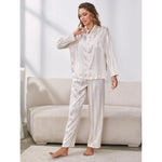 Pajamas Homewear Set Women Autumn Winter Artificial Silk Long Sleeve Pajamas Can Be Worn Outside - Quality Home Clothing| Beauty