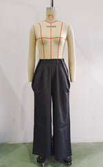 Buttoned Cutout Top & Wide Leg Trousers - Clothing