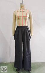 Buttoned Cutout Top & Wide Leg Trousers - Clothing