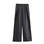 Buttoned Cutout Top & Wide Leg Trousers - XS / Black Casual Pants - Clothing