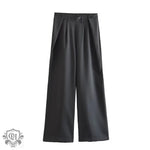 Buttoned Cutout Top & Wide Leg Trousers - XS / Black Casual Pants - Clothing