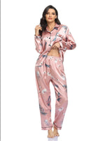 Home Wear Suit Pajamas Women Satin Cardigan Long Sleeve Long Sleeve Autumn - Quality Home Clothing| Beauty