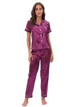 Satin Suit Two Piece Home Wear Pajamas Women - Quality Home Clothing| Beauty