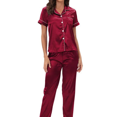 Satin Suit Two Piece Home Wear Pajamas Women - Quality Home Clothing| Beauty