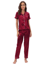 Satin Suit Two Piece Home Wear Pajamas Women - Quality Home Clothing| Beauty