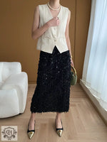 Buttoned Vest Top & High Rise Midi Skirt - Clothing