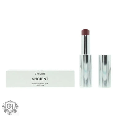 Silver-cased Byredo Colour Stick in mauve-brown shade from the Ancient collection