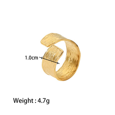18K gold simple and elegant wrinkle design versatile ring - QH Clothing