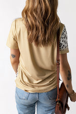 Khaki Bleached Leopard Print Crew Neck T Shirt