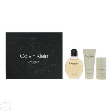 Calvin Klein Obsession Gift Set 125ml EDT + 75ml Aftershave Balm + 75g Deodorant Stick - QH Clothing