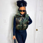 Camo Print Sleeveless Padded Vest - Clothing