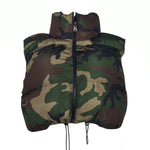 Camo Print Sleeveless Padded Vest - Clothing