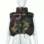 Camo Print Sleeveless Padded Vest - S / camouflage color - Clothing