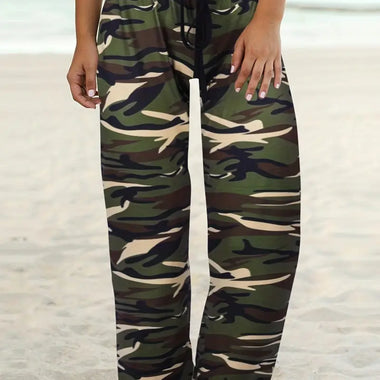 Camouflage Wide Leg Pajama Pants - QH Clothing