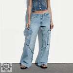 Cargo Denim Wide Leg Trousers - QH Clothing