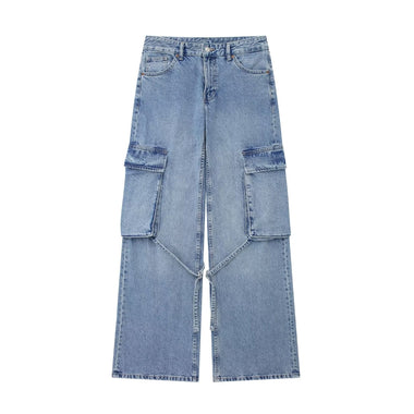 Cargo Denim Wide Leg Trousers - QH Clothing