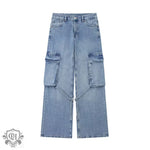 Cargo Denim Wide Leg Trousers - QH Clothing