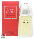 Pasha de Cartier Eau de Toilette 100ml Sprej bottle with red retail box displayed