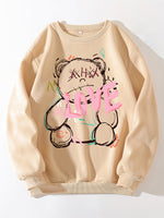 Fleece Cartoon Print Casual Pullover - QH Clothing