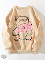 Fleece Cartoon Print Casual Pullover - QH Clothing