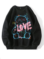 Fleece Cartoon Print Casual Pullover - QH Clothing