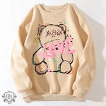 Fleece Cartoon Print Casual Pullover - QH Clothing