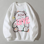 Fleece Cartoon Print Casual Pullover - QH Clothing