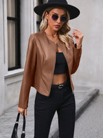 Casual Faux Leather Biker Jacket - QH Clothing