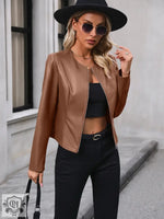 Casual Faux Leather Biker Jacket - QH Clothing