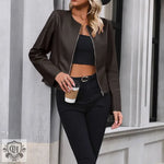 Casual Faux Leather Biker Jacket - QH Clothing