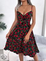 Spring Summer Casual Floral Bow Ruffle Sleeveless Dress Women Clothing - Quality Home Clothing| Beauty