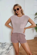 Spring Summer Loose Casual Suit Pocket Solid Color Women Knitted Sweater - Quality Home Clothing| Beauty