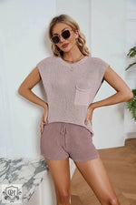 Spring Summer Loose Casual Suit Pocket Solid Color Women Knitted Sweater - Quality Home Clothing| Beauty