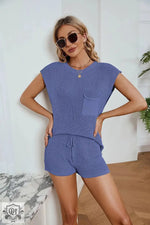 Spring Summer Loose Casual Suit Pocket Solid Color Women Knitted Sweater - Quality Home Clothing| Beauty