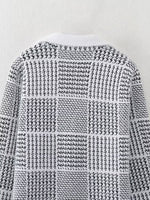 Korean Check Cardigan Sweater Coat - QH Clothing