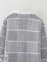 Korean Check Cardigan Sweater Coat - QH Clothing