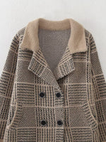 Korean Check Cardigan Sweater Coat - QH Clothing