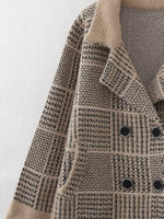 Korean Check Cardigan Sweater Coat - QH Clothing