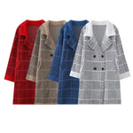 Korean Check Cardigan Sweater Coat - QH Clothing