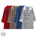 Korean Check Cardigan Sweater Coat - QH Clothing