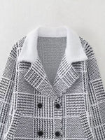 Korean Check Cardigan Sweater Coat - QH Clothing