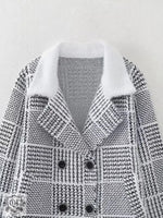 Korean Check Cardigan Sweater Coat - QH Clothing