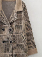 Korean Check Cardigan Sweater Coat - QH Clothing