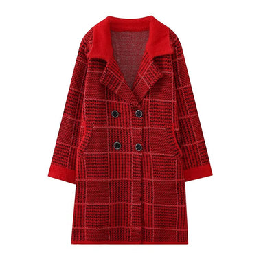 Korean Check Cardigan Sweater Coat - QH Clothing