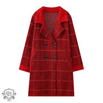 Korean Check Cardigan Sweater Coat - QH Clothing