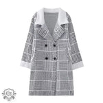 Korean Check Cardigan Sweater Coat - QH Clothing