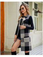 Check Plaid Sleeveless Long Vest - Clothing